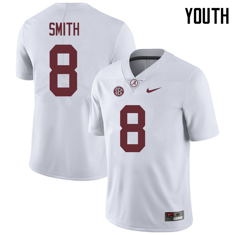 Alabama Crimson Tide Youth Saivion Smith #8 White NCAA Nike Authentic Stitched 2018 College Football Jersey SJ16T88YE